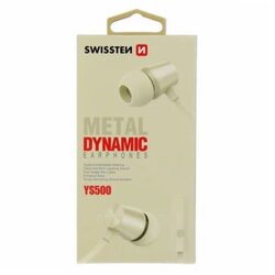Swissten slušalice + mikrofon, In-ear, metalne, srebrno/bijele DYNAMIC YS500 Cene