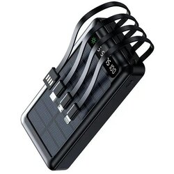 Setty SLR-120 solarni powerbank 20000 mAh s ugrađenim kabelima, crni Cene