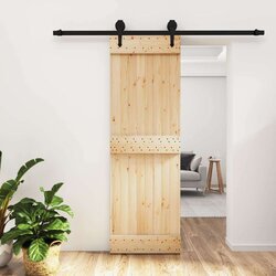  Klizna vrata Prirodna i crna 70 x 210 cm Čvrsta borovina Cijene
