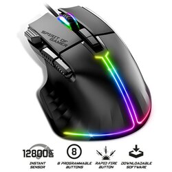 Spirit Of Gamer Miška Spirit of Gamer- PRO-M5 RGB (Optikai, 12800DPI, 1000Hz, 8 gumbov, prevlečen kabel, črna Cene