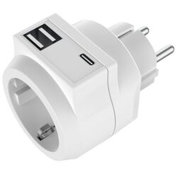 UltraTech šuko adapter z 2x usb 5V in 1xUSB-C vtičnico 16A 250V bel Cene
