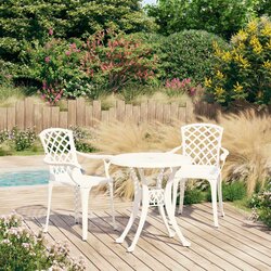 Bistro 3-dijelni bistro set od lijevanog aluminija bijeli Cene
