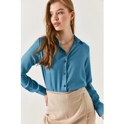 armonika Plus Size Shirt - Blue - Regular fit Cene
