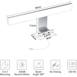 AZHIEN LED svetilka za ogledalo 30cm, 4000K, IP44 Cene
