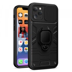 Onasi silikonski ovitek armor ring z zaščito kamere za iphone 16 pro max - črn Cene