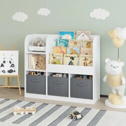 Kinder Home Dečiji Drveni Montessori organziator - polica za knjige i igračke beli, 92x30x80 cm Cene