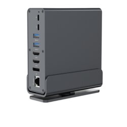 Docking station GEMBIRD USB Type-CF 15-in-1 multi-port HDMIx2 + DisplayPort + PD + card reader + GigaLAN + 3.5 mm audio, grey A-CF-COMBO15-01 Cene