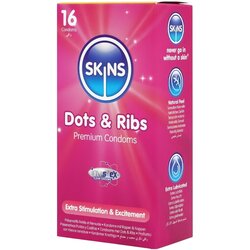 Skins - rebrasti in pikčasti kondomi (16 kosov) Cene