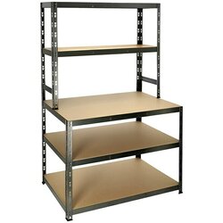 REGALUX stopničasti regal (v x š x g: 180 x 100 x 60 cm, nosilnost na polico: 200 kg, število polic: 5 kos, priklop, črna) Cene
