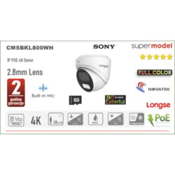 Full Color POE Dome IP Kamera Longse 8MP 2.8mm 25m IR + Mikrofon Cene