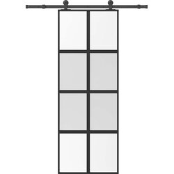 vidaXL drsna vrata z opremo 76x205 cm kaljeno steklo in aluminij, (22058074) Cene