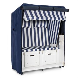 Blumfeldt hiddensee, modro bel črtast vzorec, sedežna garnitura za plažo, dvosed, 118 cm, zaščitna ponjava, kolesca Cene