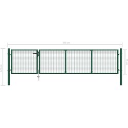 vidaXL Vrtna vrata jeklena 350x75 cm zelena Cene