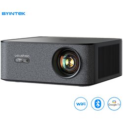 Byintek VEVSHAO A24 prenosni LED LCD projektor, GoogleTV, Dual WIFI, Bluetooth, 1700 ANSI lumnov, samodejni fokus, STEREO zvočniki, stojalo, max 4K UHD, USB / HDMI / AUX / RJ-45, +daljinec, črn - - Bonajo Cene