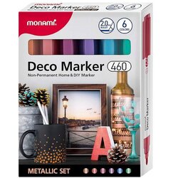KW TRADE Akrilni flomastri Monami, set 6, Metallic, (21298725) Cene