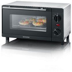 Severin TO2052 Minibackofen 800 Watt schwarz-silber, 9 Liter Cene