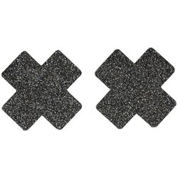 Fever Small Glitter Cross Nipple Pasties Black Cene