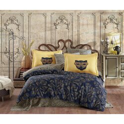 L'essential Maison Caprice - Yellow YellowDark Blue Exclusive Satin Double Quilt Cover Set Cene