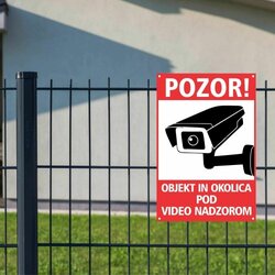 TECHTRADE PVC tabla POZOR! OBJEKT, OKOLICA POD VIDEO NADZOROM 200x300mm Cene