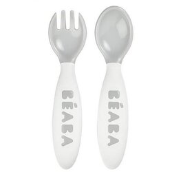 Béaba® set 2 ergonomskih silikonskih žličk 1st stage grey/sage green (8+ m) Cene