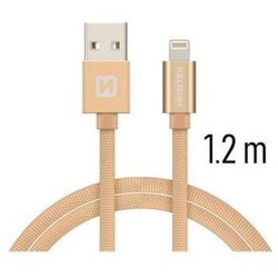 Swissten kabel USB/Lightning, platneni, 3A, 1.2m, zlatni Cene