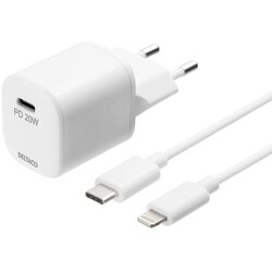 Deltaco Kućni Punjač 20 W s USB-C PD i USB-C na Lightning Kabelom 1m - Bijeli Cene