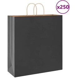 vidaXL Papirnate vrečke 250 kosov z ročaji črne barve 45x17x48 cm Cene