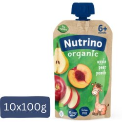 Nutrino organic Pauč, Jabuka, kruška, breskva, 100g, 10 komada Cene