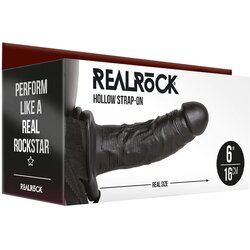 RealRock by Shots Strap-on Hollow Strap-On without Balls - 6" Cene