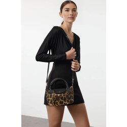  Leopard Printed Flap Crossbody Brown Mini Women's Shoulder Bag Cene