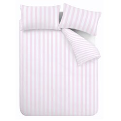Sassy B Bijela/ružičasta posteljina za bračni krevet 200x200 cm Stripe Tease – Cene