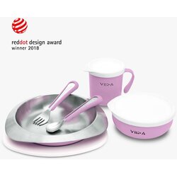 VIIDA Soufflé dječji set posuđa antibakterijski nehrđajući čelik, lavanda Cene