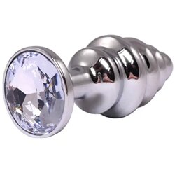  Srednji rebrasti metalni analni dildo sa belim dijamantom Cene