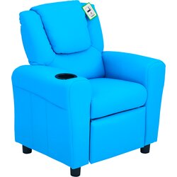 HOMCOM Otroški fotelj, mini fotelj, otroški kavč za otroke od 3 do 6 let, funkcija ležanja, moder, (5000242435) Cene