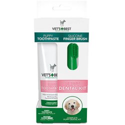 Vets Best dental care kit for puppies - set za dentalnu higijenu štenaca (silikonska četkica + pasta) Cene