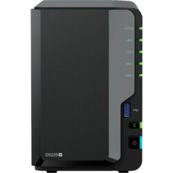 Synology DS225+, Tower, 2-bays 3.5'' SATA HDD/SSD, CPU Inte Celeron J4125 4-core (4-thread) 2.0 GHz, burst up to 2.7 GHz, 2 GB DDR4 non-ECC (expandable up to 6 GB), 1xRJ-45 1GbE LAN, 1xRJ-45 2.5 GbE LAN, 2xUSB 3.2 Gen 1, 1.3 kg, 3yr warranty Cene