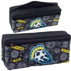Pencil Case School Organizer with Football Two Pockets Black Cene