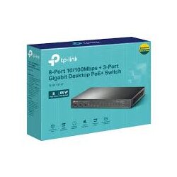 OMADA 8-Port 10/100Mbps + 3-Port Gigabit Desktop Switch with 8-Port PoE+ 8× 10/100 Mbps PoE+ Ports, 2× Gigabit Non-PoE Ports, 1× Gigabit SFP Slots 802.3at/af, 65 W PoE Power, Desktop Steel Case Extend Mode for 250m PoE Transmitting DS111P Cene