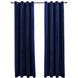 vidaXL Zatemnitvene zavese z obročki 2 kosa žamet temno modre 140x225, (20597227) Cene