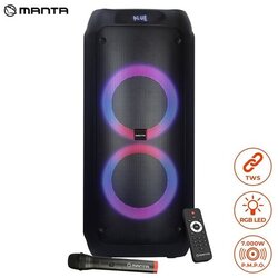 Manta karaoke, 70W, FM, BT, disco ef, baterija, daljinski, bež. mikrofon SPK5300, (5903089909408) Cijene