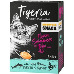 Tigeria Smoothie Snack 6 x 50 g - S tuno, piščancem in korenjem Cene