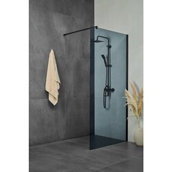 AQUAART Tuš stena Vetro Black (110 x 200 cm, steklo: 8 mm, z nosilcem 70-120 cm) Cene
