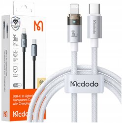 Promate MCDODO USB-C KABEL ZA HITRO POLNJENJE ZA IPHONE LIGHTNING 36W 1M LED BELA, (5000259908) Cene