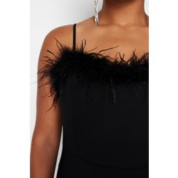 Trendyol Curve Black Straight Shift Maxi Woven Plus Size Dress Cene