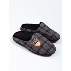 SHELOVET Men's grey plaid slippers Cene