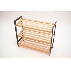 Bolzz polica za obucu 3 nivoa bamboo crna Cene