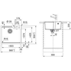 Franke 114.0700.064 Urban UBG 610-56 pomivalno korito iz umetnega kamna Cene