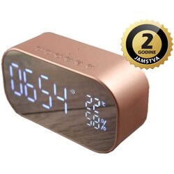 Akai budilica, FM radio, BT, HandsFree, USB, microSD, baterija, zlatna ABTS-S2 Cene