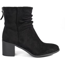 Shelvt Women's black suede boots with a ruffled upper Cene