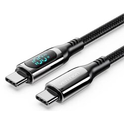Vention Cotton Braided USB 2.0 C Male to C Male 5A Cable With LED Display 1,2m Cene